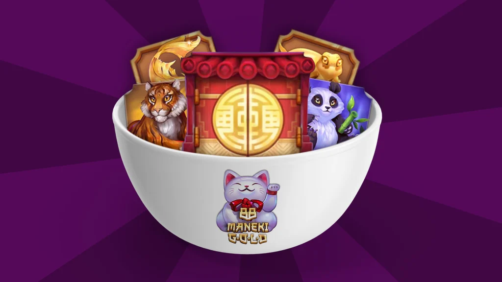 A breakfast bowl filled with various Cafe Casino slots game symbols set against a purple background.