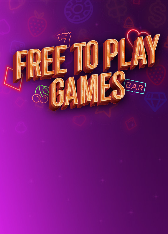 FREE TO PLAY GAMES is written in gold block letters in front of traditional online slots symbols, such as BARS, cherries and more