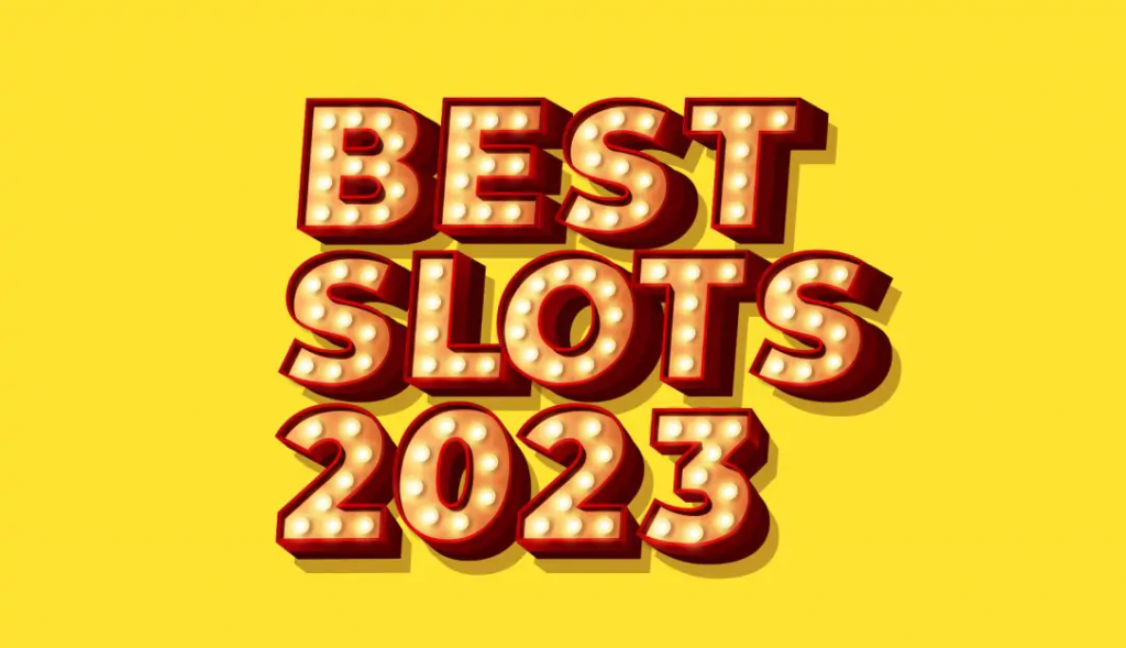 Overlaid, are the words “Best Slots 2023”, written in Vegas-style font.