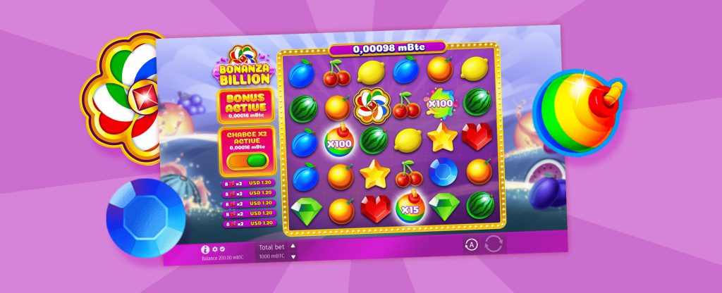A screenshot showing the gameplay from the Cafe Casino slots game, Bonanza Billion