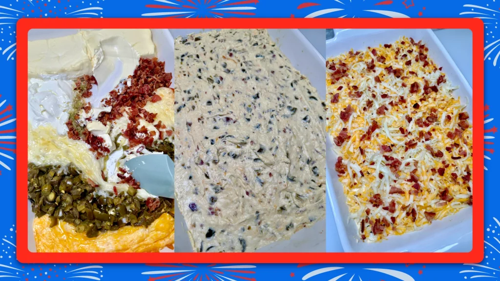 A collage showing the three stages of making a dip.