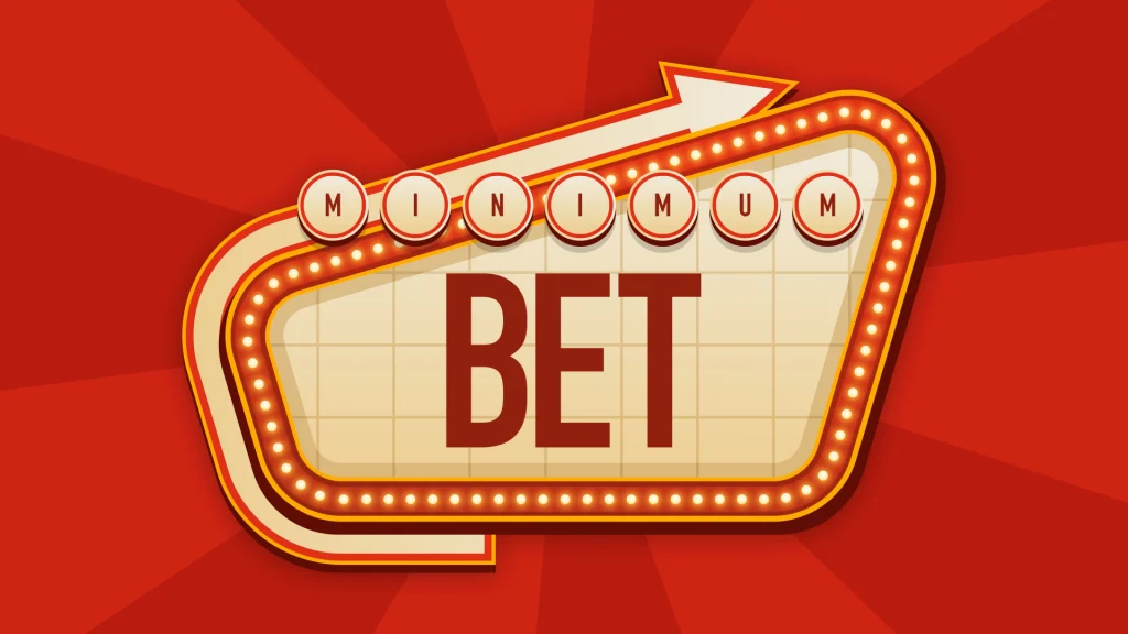In a red image, a marquee sign says, “Minimum Bet.”