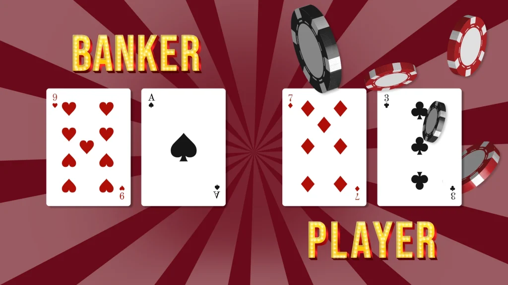 Infographic showing a winning banker hand in baccarat