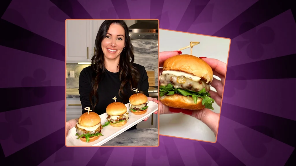 Chef Genevieve with the wagyu sliders ready.